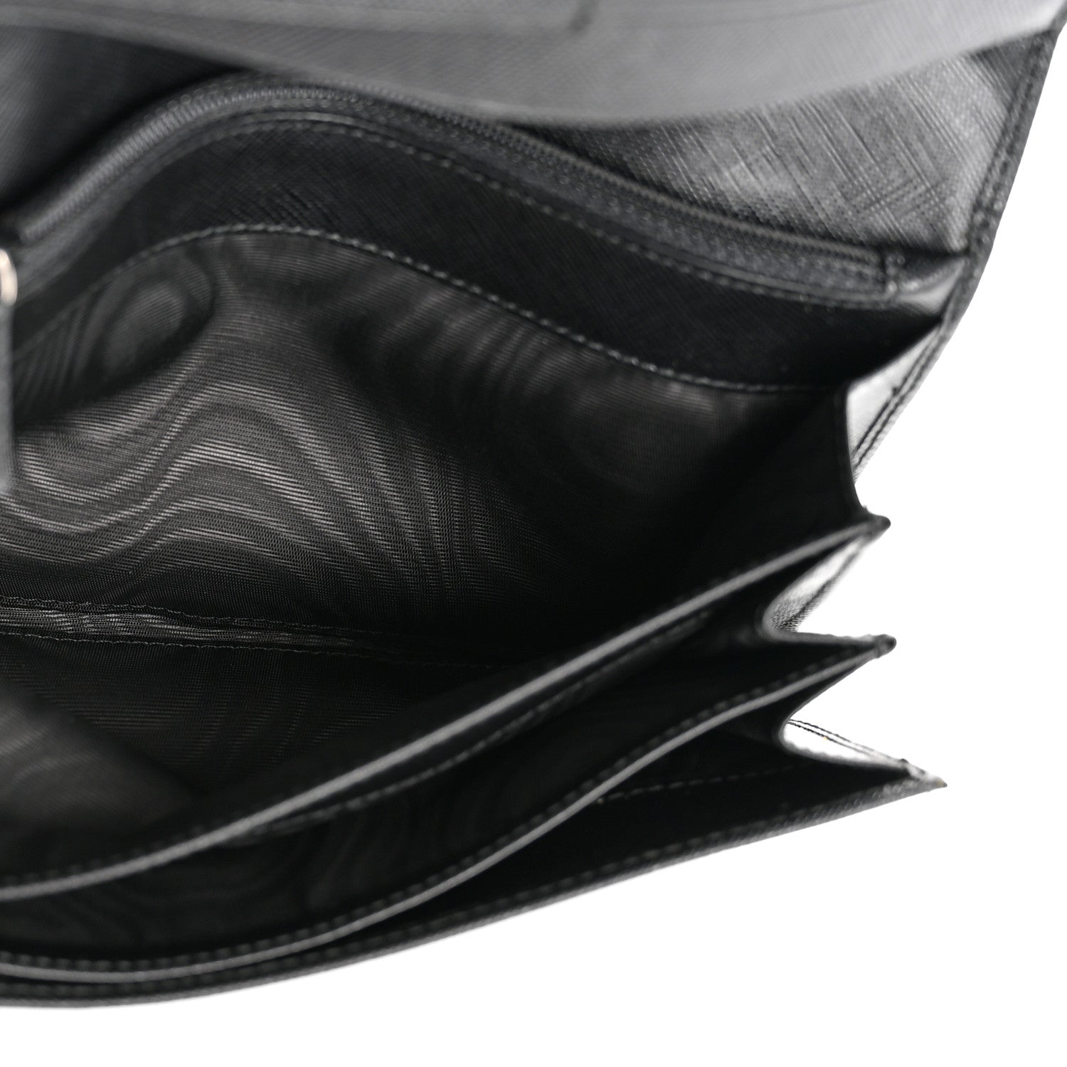 Prada Saffiano Triangle Continental Flap Wallet Black 5 of 12
