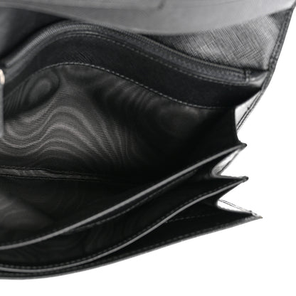 Prada Saffiano Triangle Continental Flap Wallet Black 5 of 12