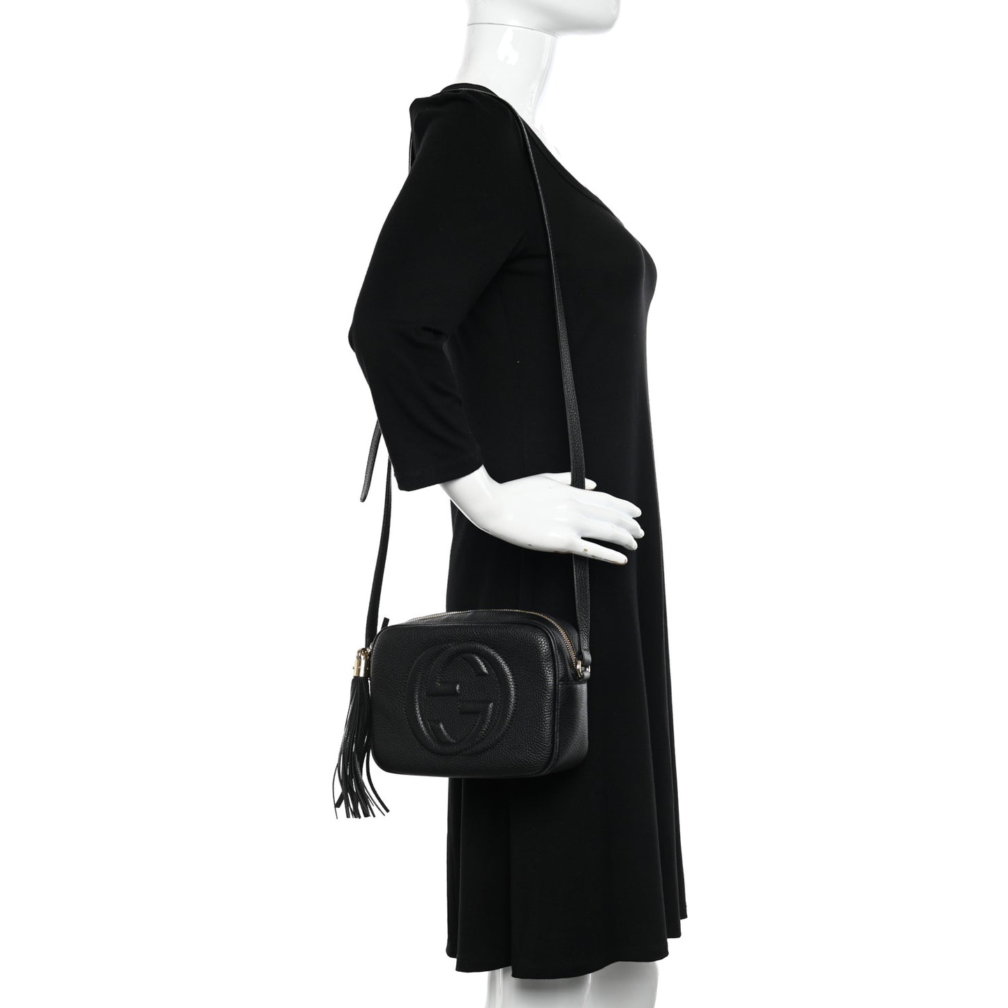 Pebbled Calfskin Small Soho Disco Bag Black