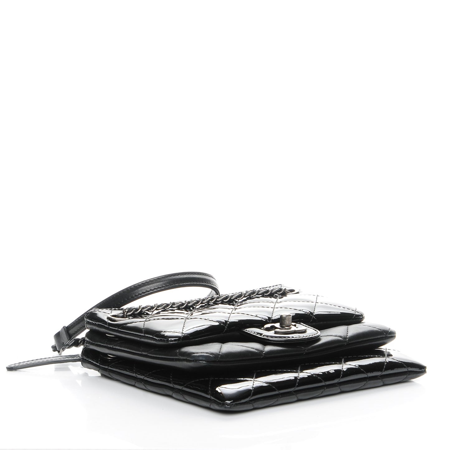 Patent Quilted Crossbody Black