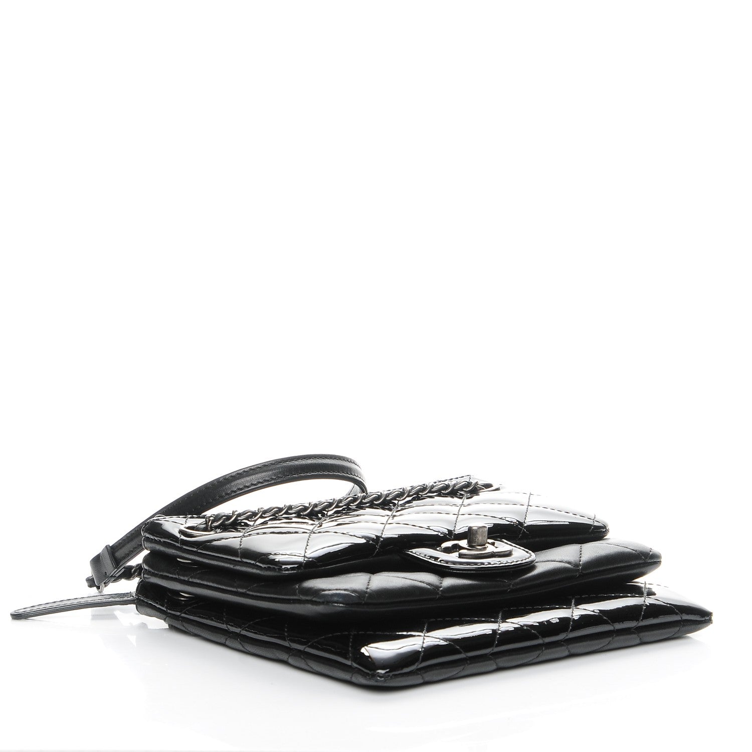 Chanel Patent Quilted Crossbody Black 4 of 14