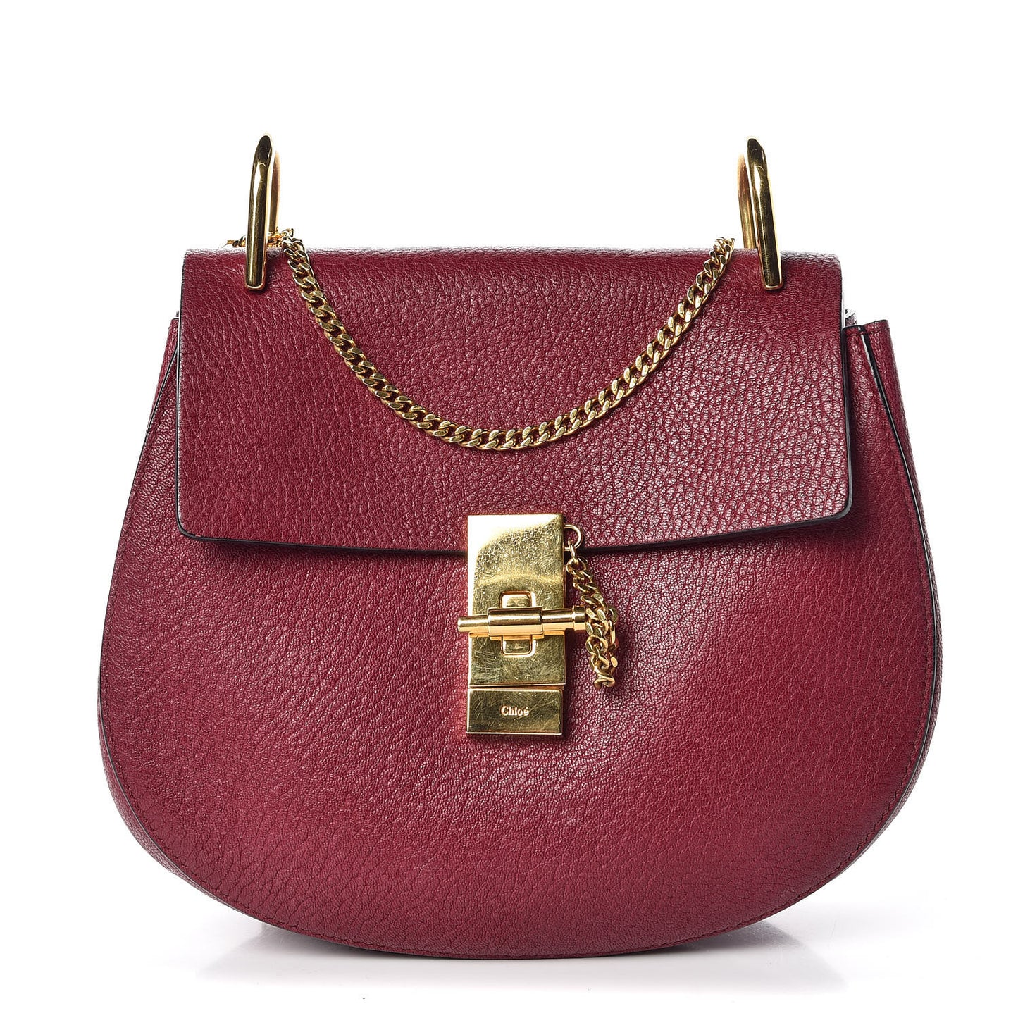 Grained Lambskin Drew Shoulder Bag Wine Purple