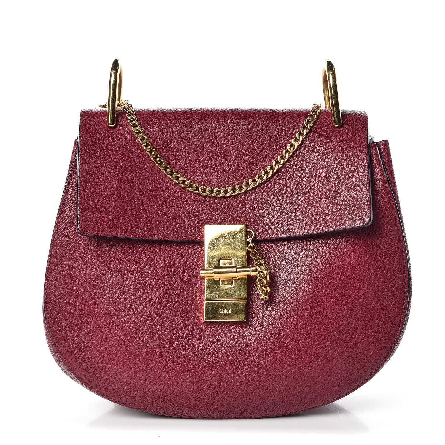 Chloe Grained Lambskin Drew Shoulder Bag Wine Purple 1 of 13