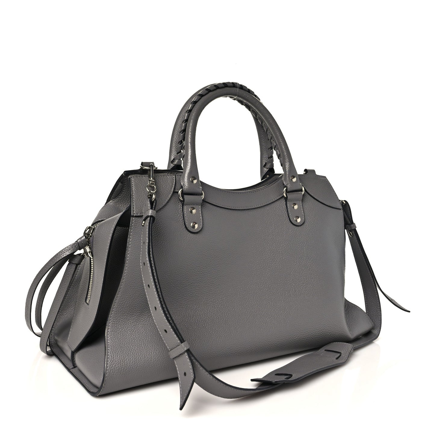 Grained Calfskin Neo Classic Silver Hardware Medium City Dark Grey