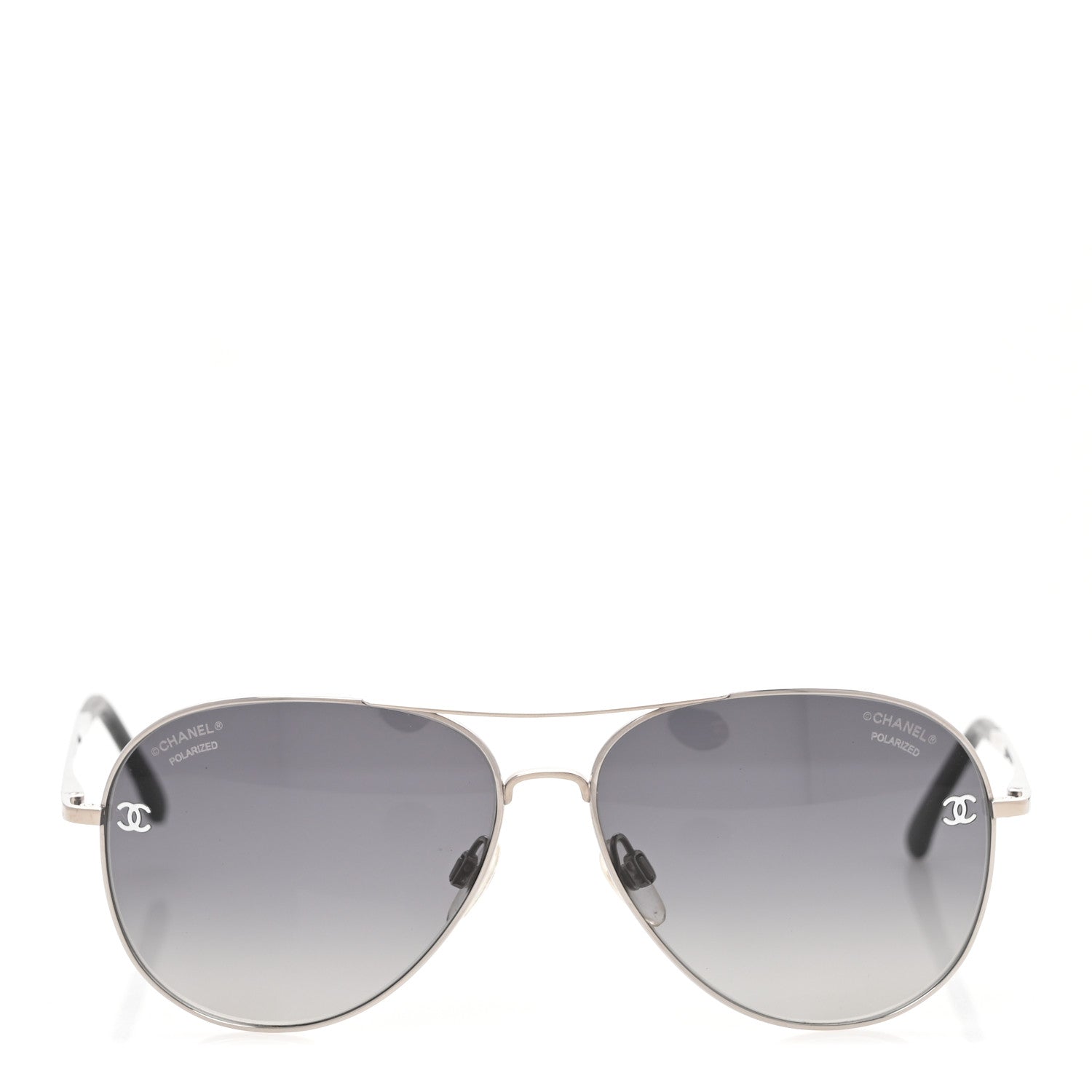 Chanel Metal Polarized CC Aviator Sunglasses 4189-T-Q Silver 2 of 9