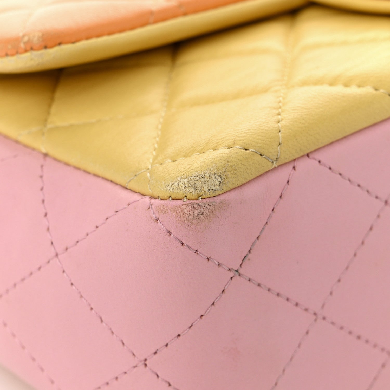 Chanel Lambskin Quilted Tri-color Mini Rectangular Flap Orange Yellow Pink 11 of 14