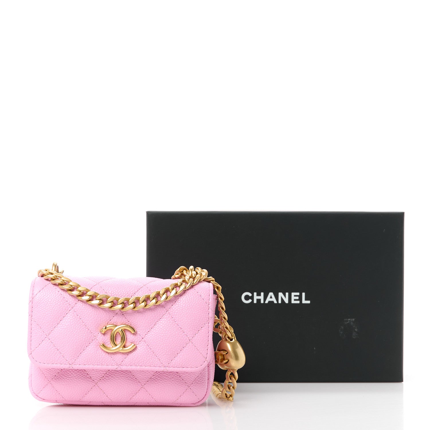 Chanel Caviar Quilted Sweetheart Clutch With Chain Pink 12 of 12