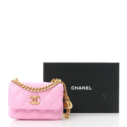 Chanel Caviar Quilted Sweetheart Clutch With Chain Pink 12 of 12