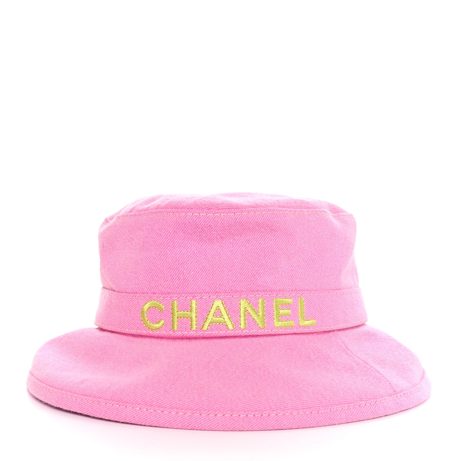 Chanel Denim Logo Bucket Hat S Pink Yellow 3 of 9