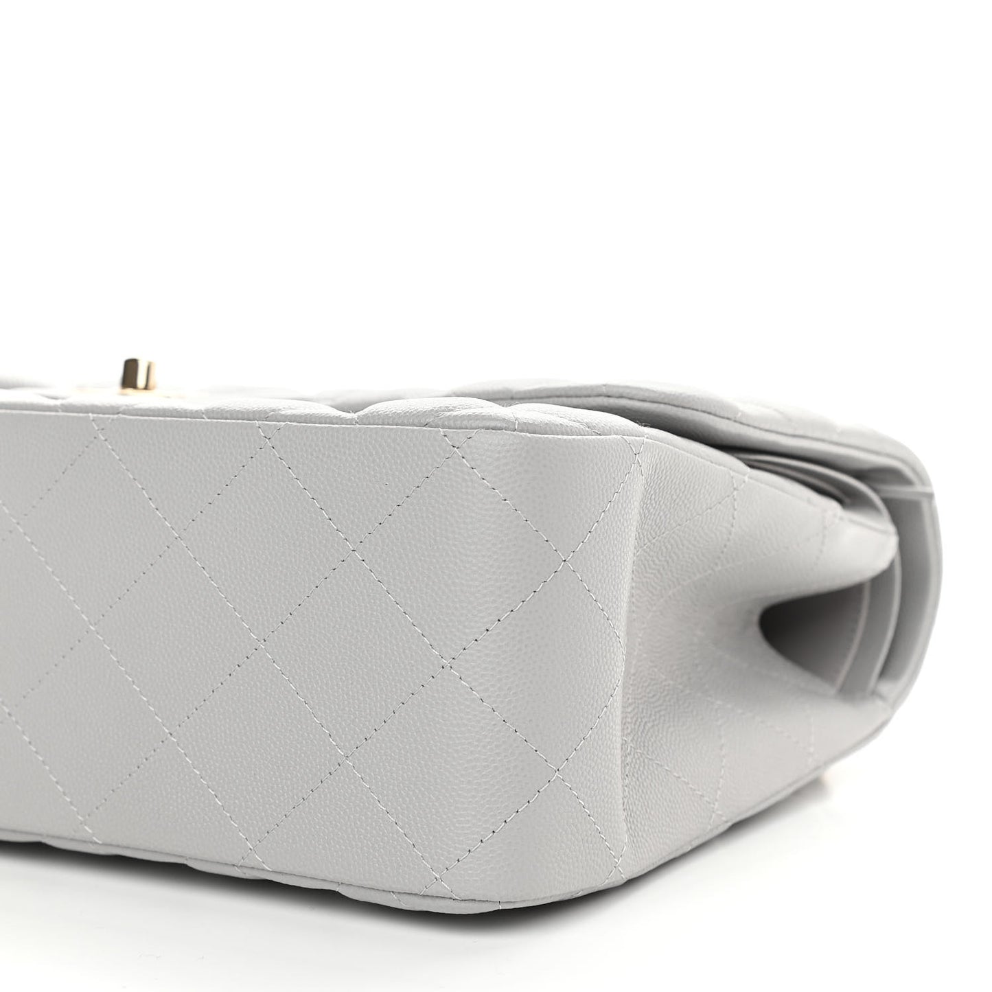 Caviar Quilted Jumbo Double Flap Grey