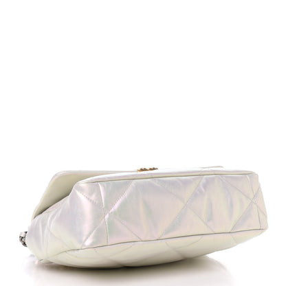 Chanel Iridescent Calfskin Quilted Large 19 Flap White 4 of 11