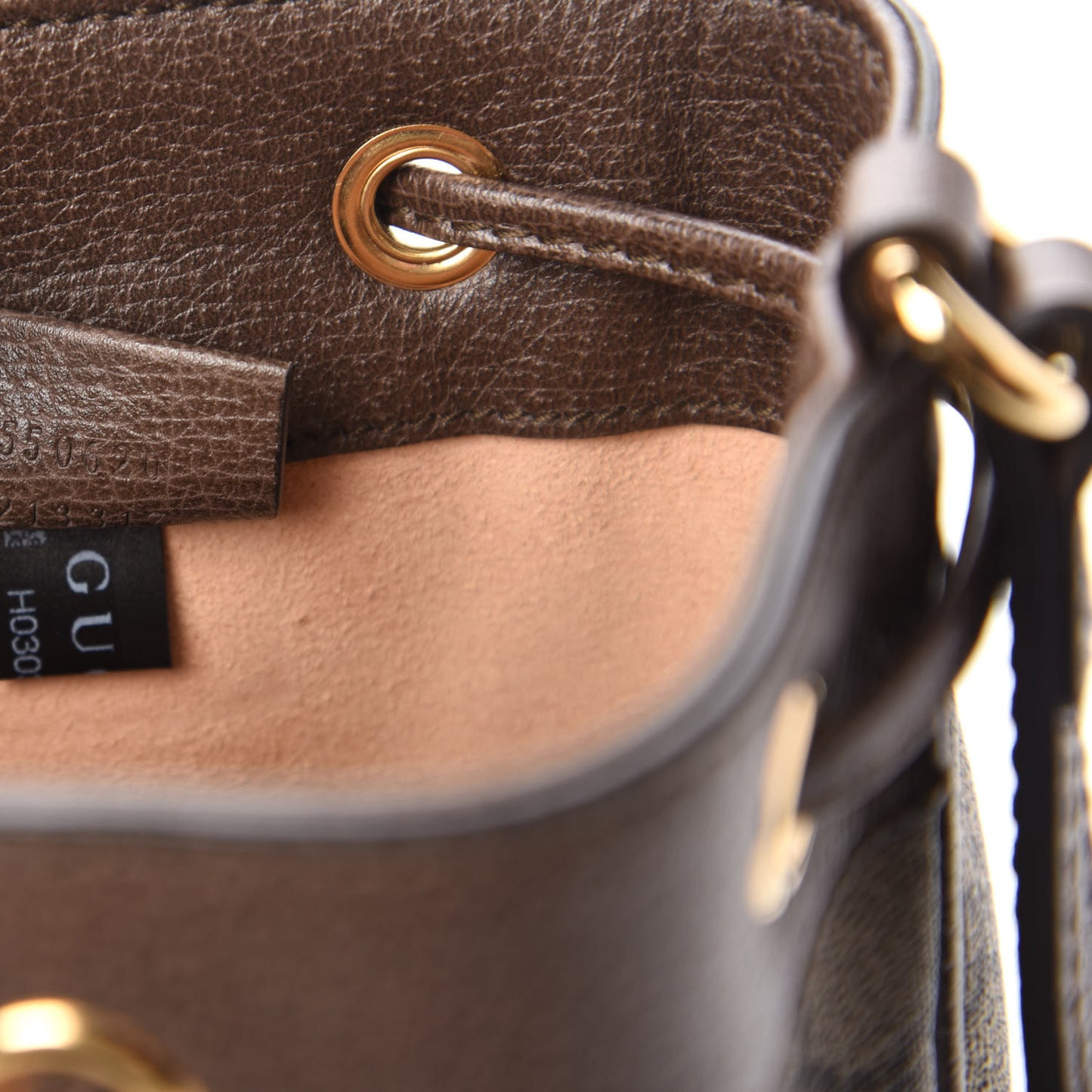GG Supreme Monogram Web Mini Ophidia Bucket Bag Brown