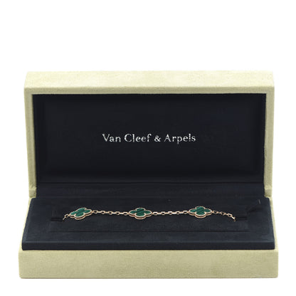 Van Cleef & Arpels 18K Yellow Gold Malachite 5 Motifs Vintage Alhambra Bracelet 8 of 8