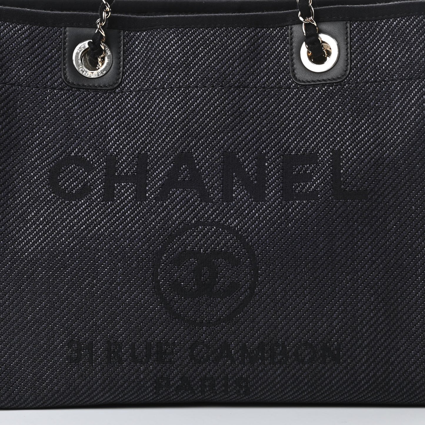 Mixed Fibers Calfskin Small Deauville Tote Black