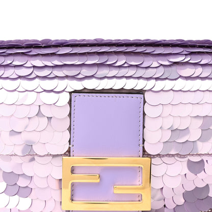 Fendi Satin Sequin Paillettes Shiny Nappa Mini Baguette 1997 Lilla 8 of 13