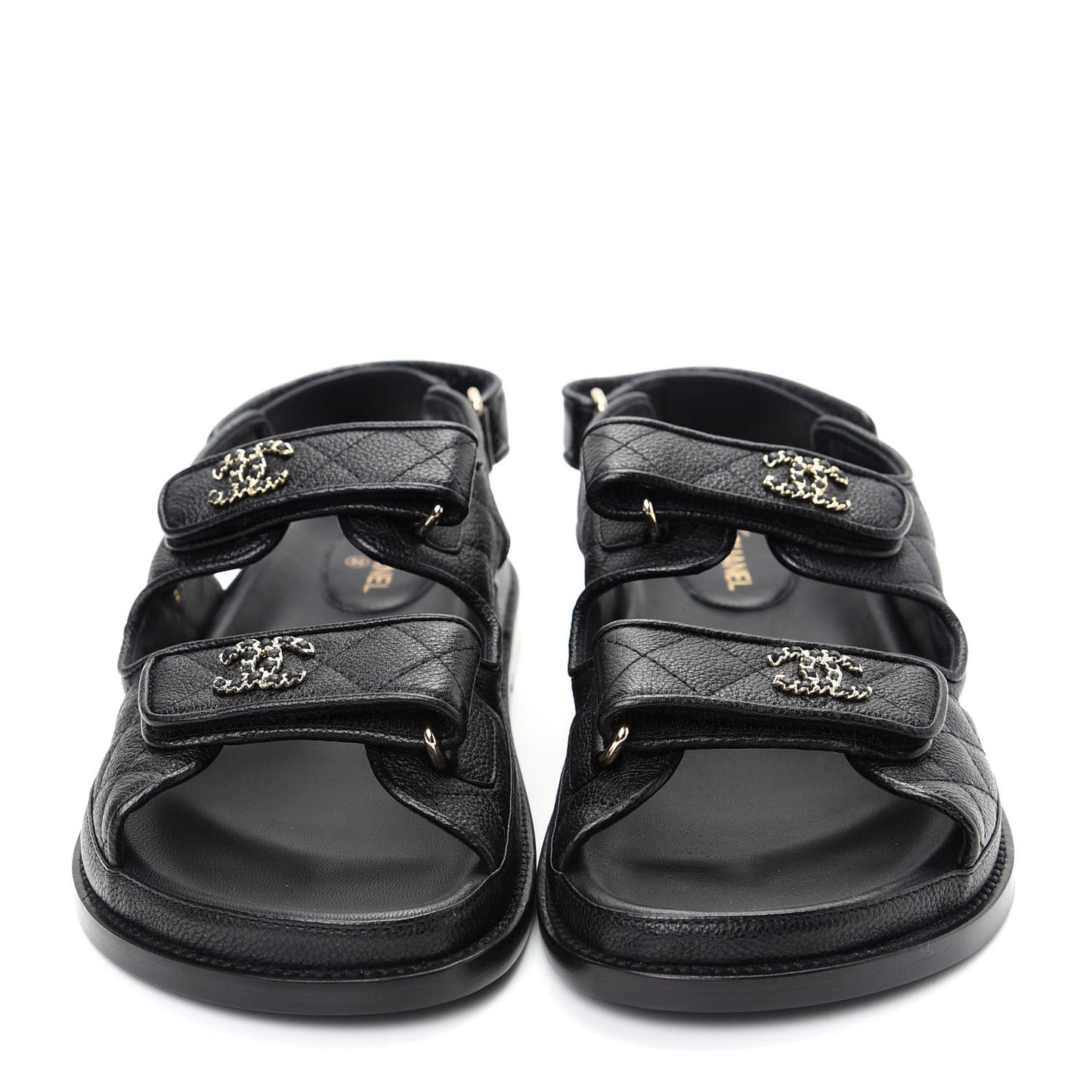 Grained Calfskin Velcro Dad Sandals 39.5 Black