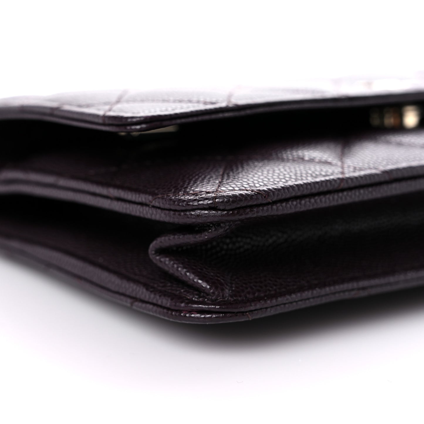 Caviar Quilted Wallet on Chain WOC Dark Brown