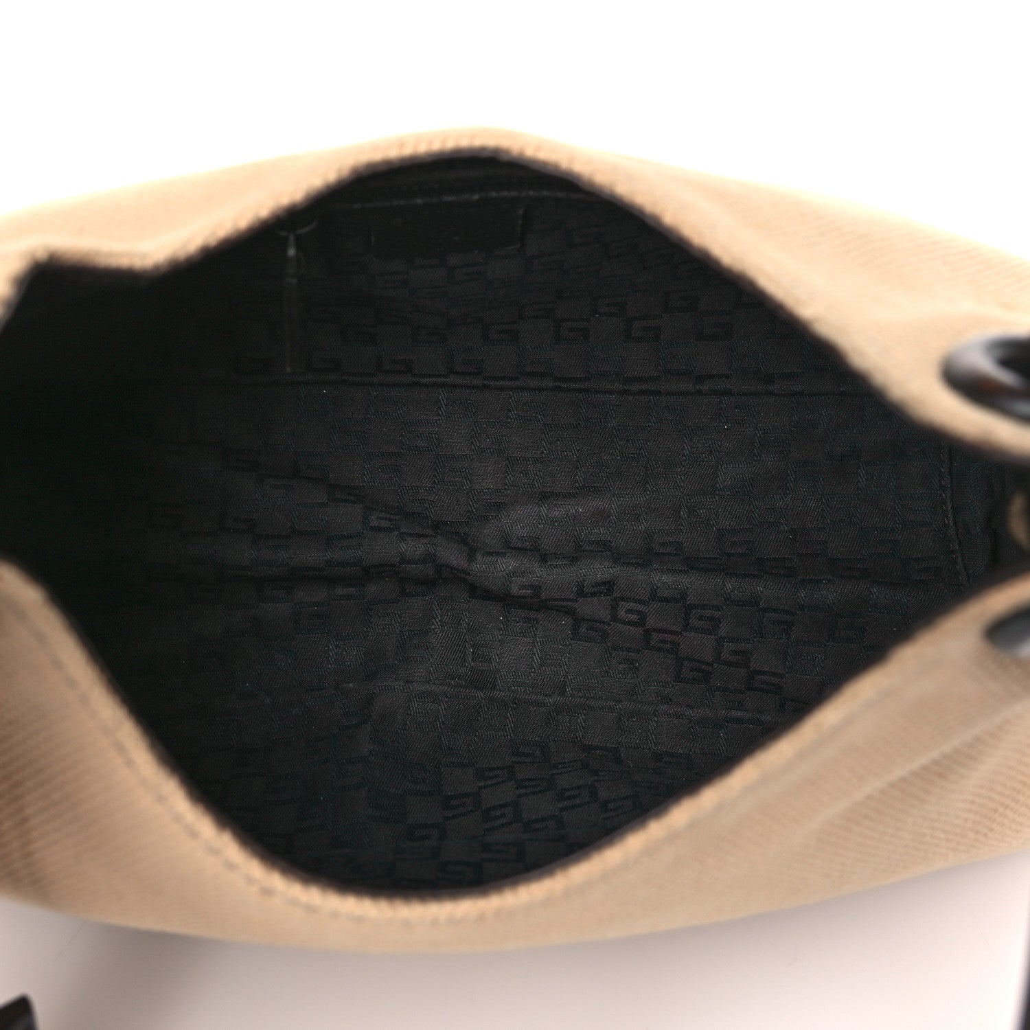 Gucci Canvas Wooden Handle Shoulder Bag Beige 5 of 9