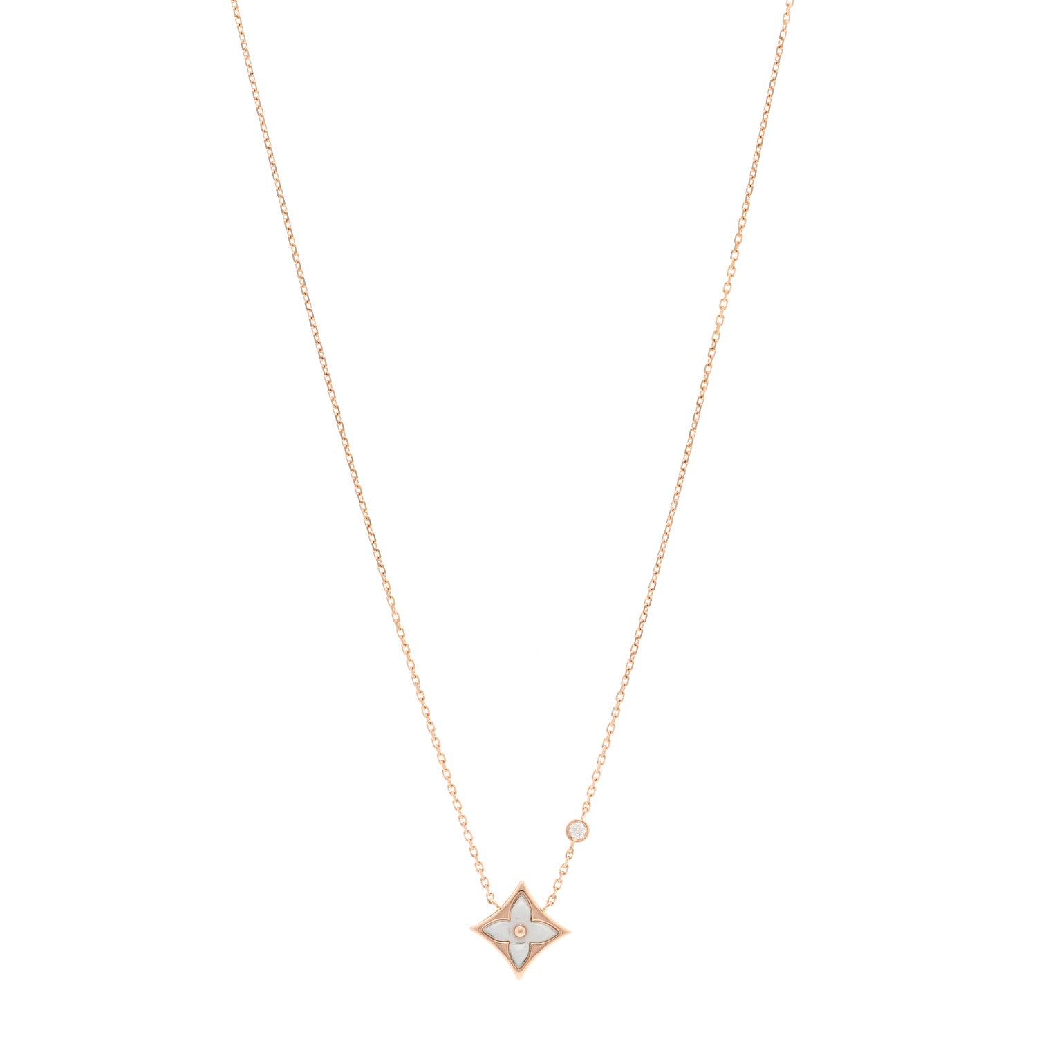 Louis Vuitton 18K Pink Gold Diamond Mother of Pearl Color Blossom BB Star Pendant Necklace 1 of 5