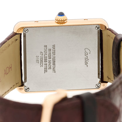 Cartier Stainless Steel 18K Yellow Gold Alligator 27mm Tank Solo Quartz Watch Brown 4 of 4