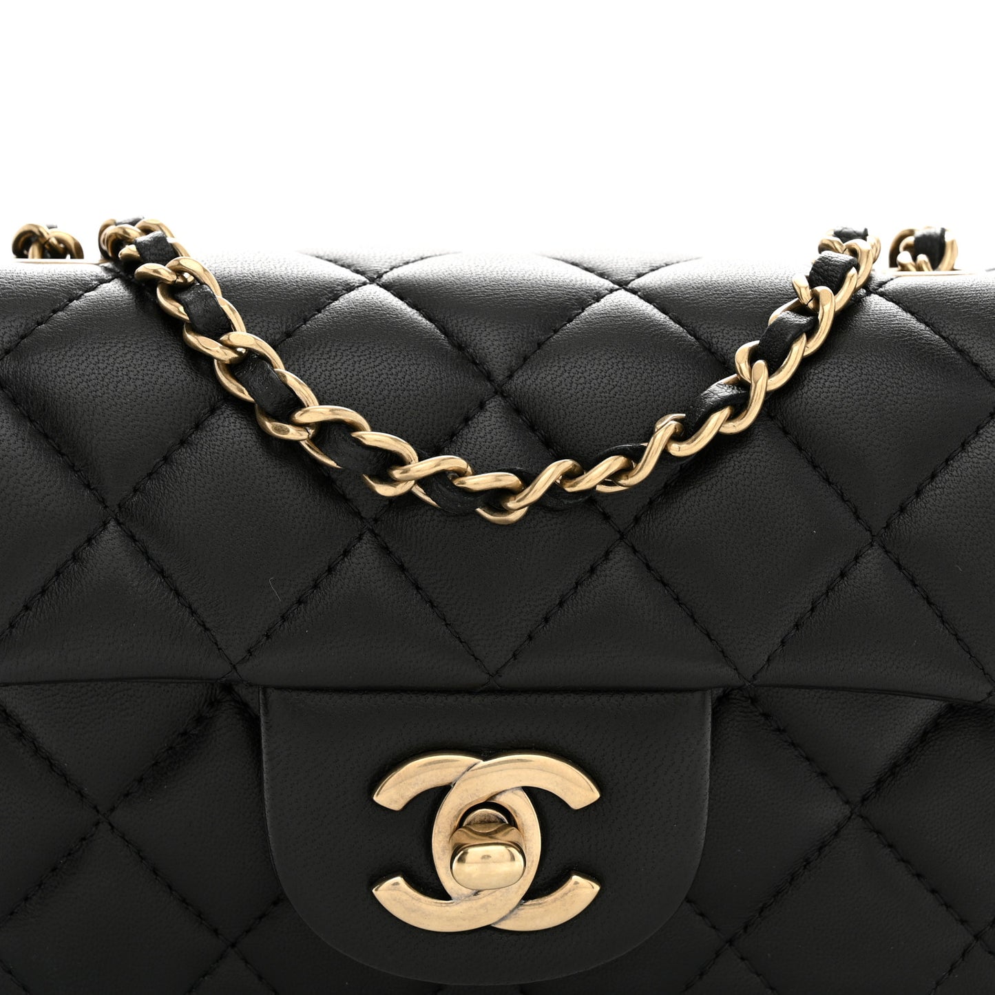Lambskin Quilted Extra Mini Flap Black