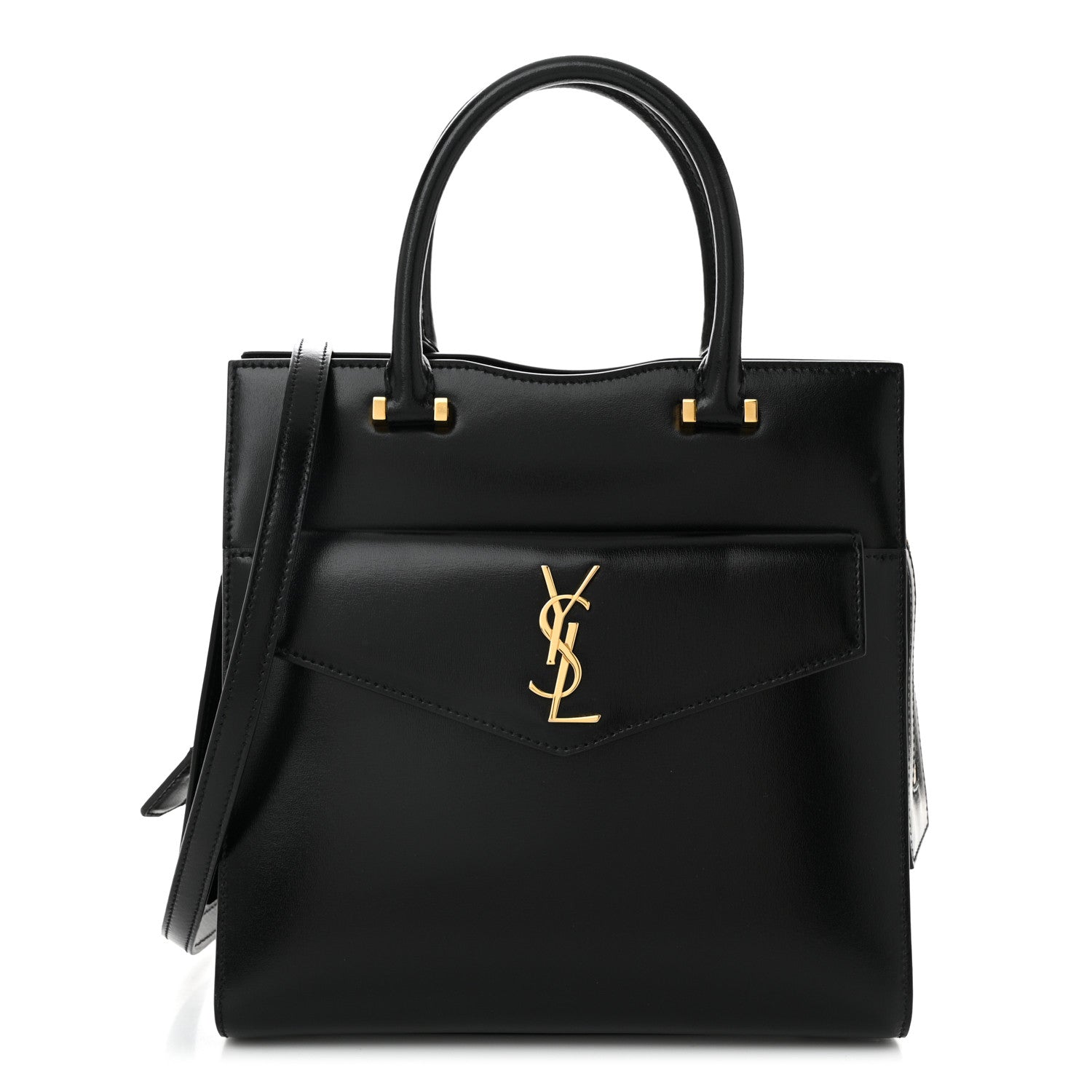 Saint Laurent Shiny Calfskin Small Uptown Tote Black 1 of 11