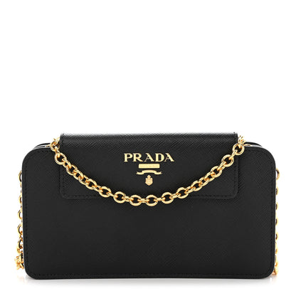 Prada Saffiano Metal Oro Phone Case Black 1 of 12