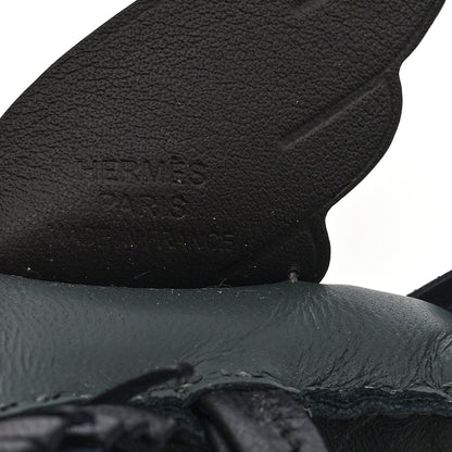 Hermes Milo Lambskin Grigri Rodeo Pegase Horse Bag Charm PM Vert Mangrove Black Bai-Brun 4 of 4