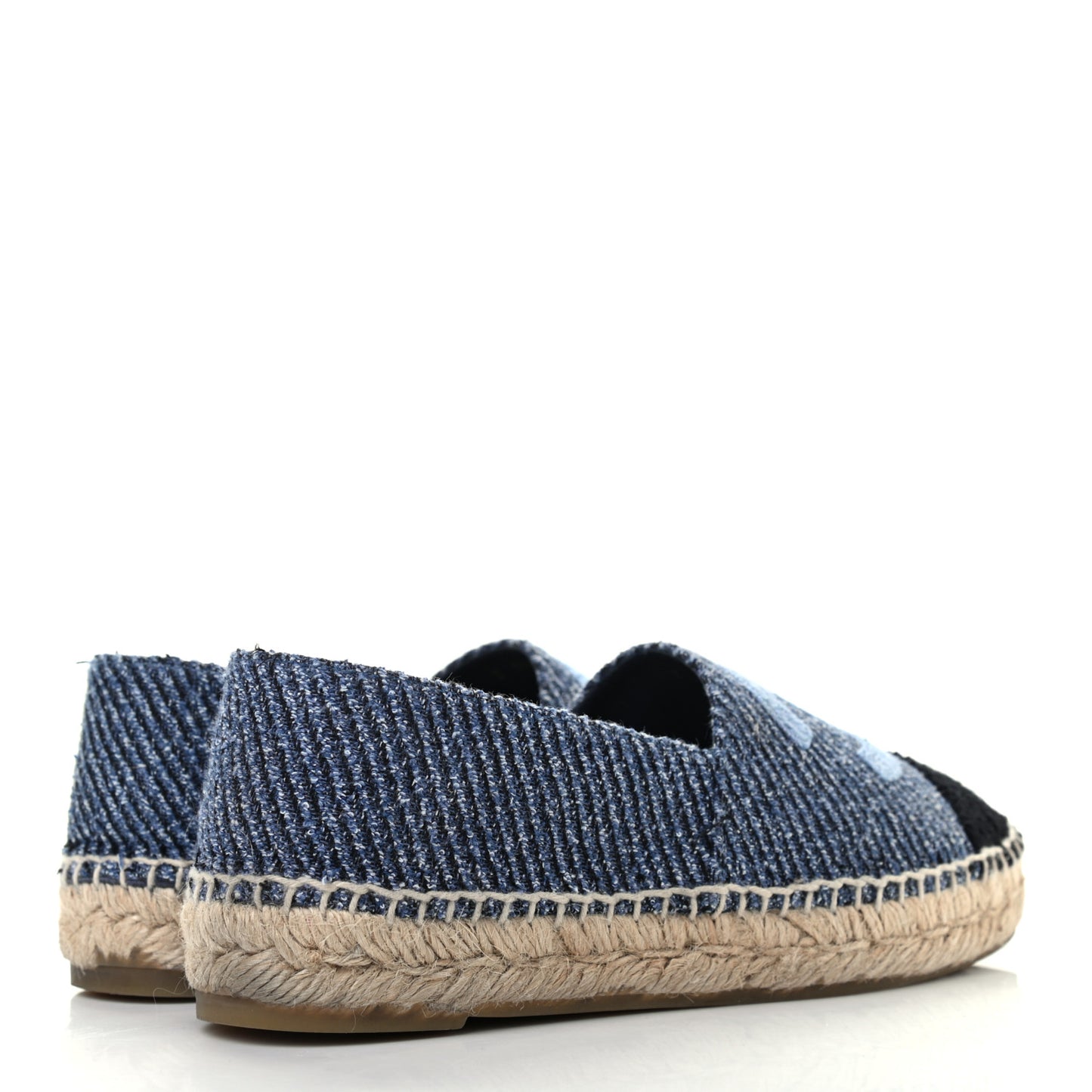 Cotton Tweed CC Espadrilles 36 Blue Ecru Black