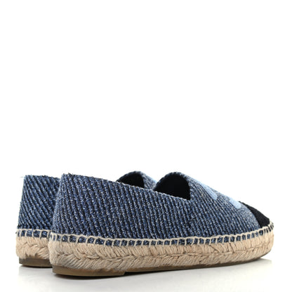 Chanel Cotton Tweed CC Espadrilles 36 Blue Ecru Black 4 of 7