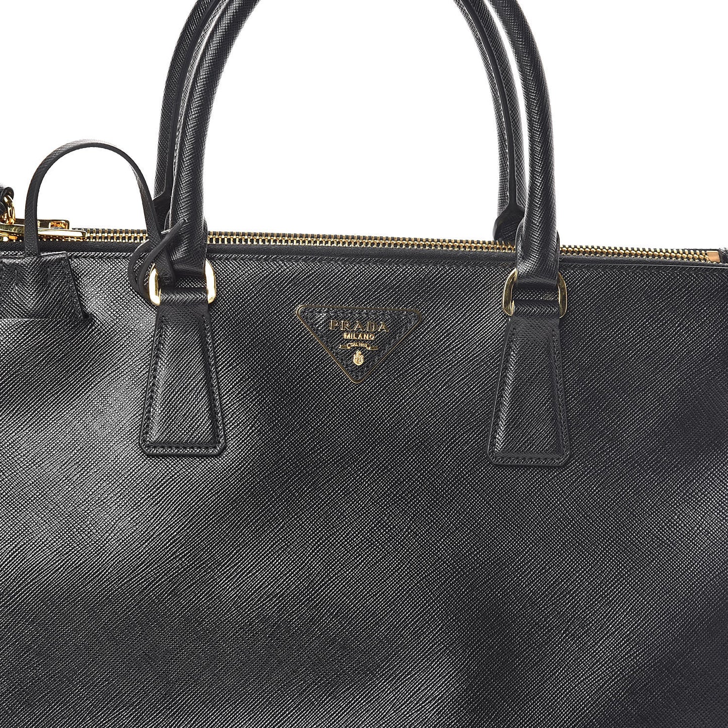 Saffiano Medium Galleria Double Zip Tote Black