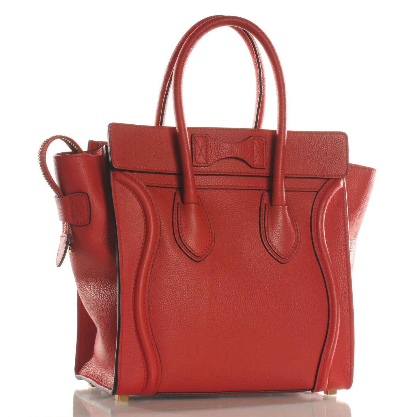 Drummed Leather Micro Luggage Coquelicot