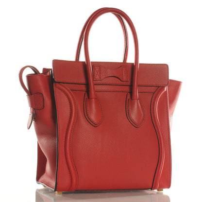Celine Drummed Leather Micro Luggage Coquelicot 3 of 8