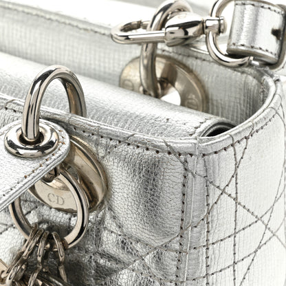 Christian Dior Metallic Grained Calfskin Cannage Small Lucky Badges My Lady Dior Silver 17 of 17