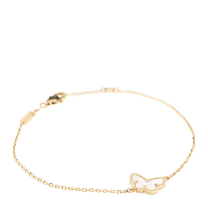 Van Cleef & Arpels 18K Yellow Gold Mother of Pearl Sweet Alhambra Butterfly Bracelet 1 of 4
