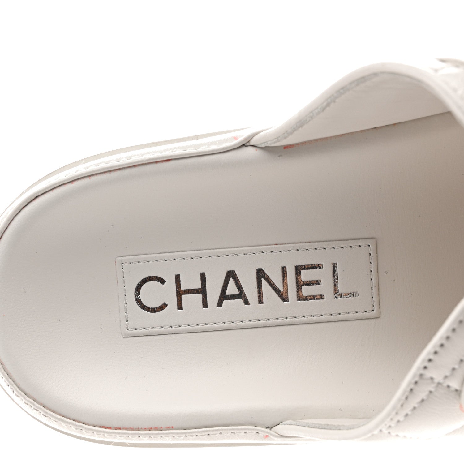 Chanel Lambskin Quilted Velcro Dad Chain CC Slide Sandals 38 White 8 of 14