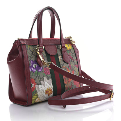 Gucci GG Supreme Monogram Flora Web Small Ophidia Tote Bag Red 3 of 9