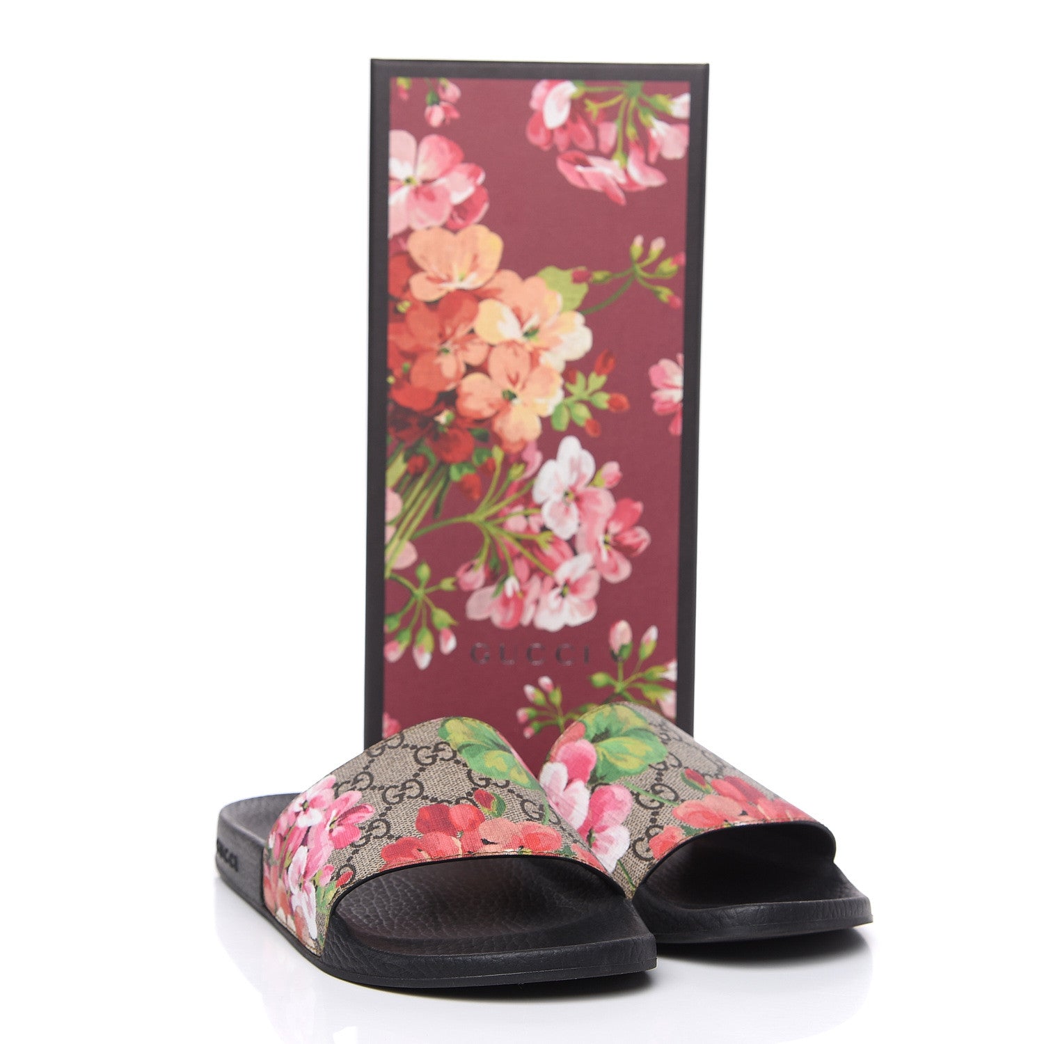 Gucci GG Supreme Monogram Blooms Slide Sandals 38 Beige Multicolor 8 of 8