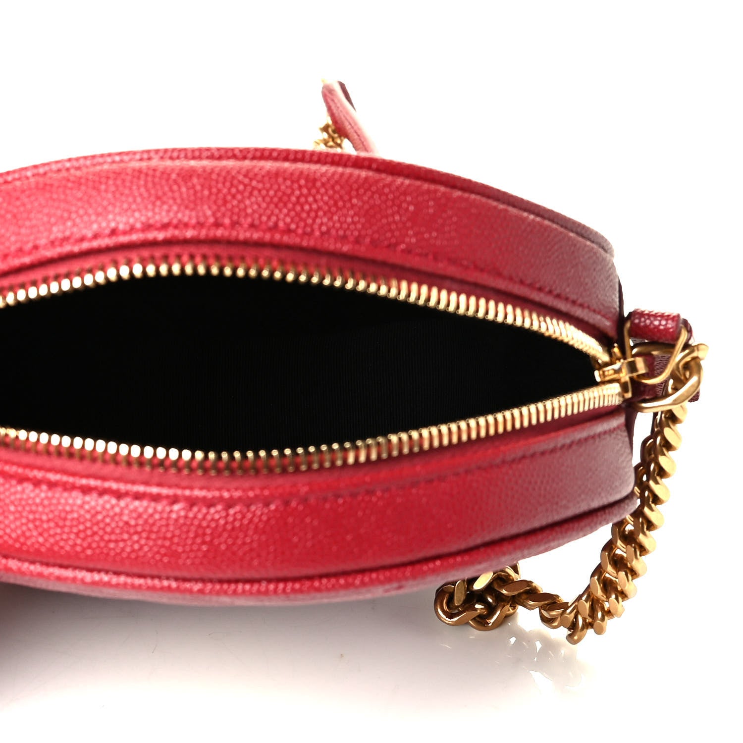 Saint Laurent Grain De Poudre Matelasse Chevron Quilted Round Vinyle Camera Bag Eros Red 4 of 6