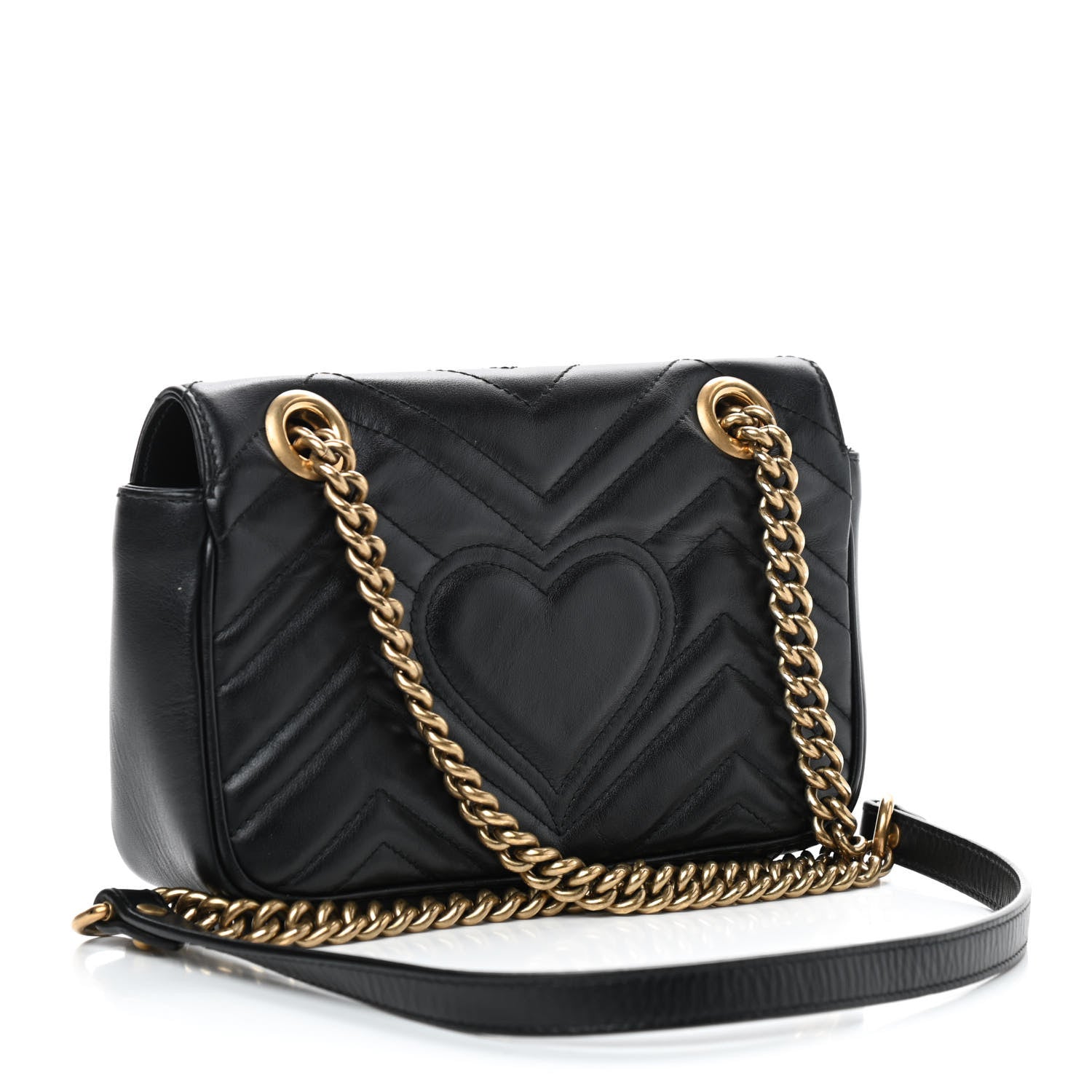 Gucci Calfskin Matelasse Mini GG Marmont Shoulder Bag Black 3 of 9