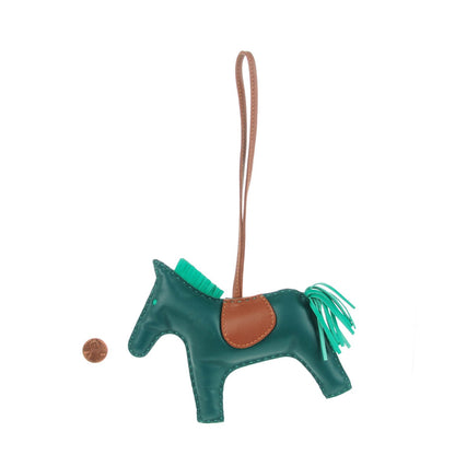 Hermes Milo Lambskin Grigri Rodeo Horse Bag Charm GM Malachite Menthe Fauve 2 of 4
