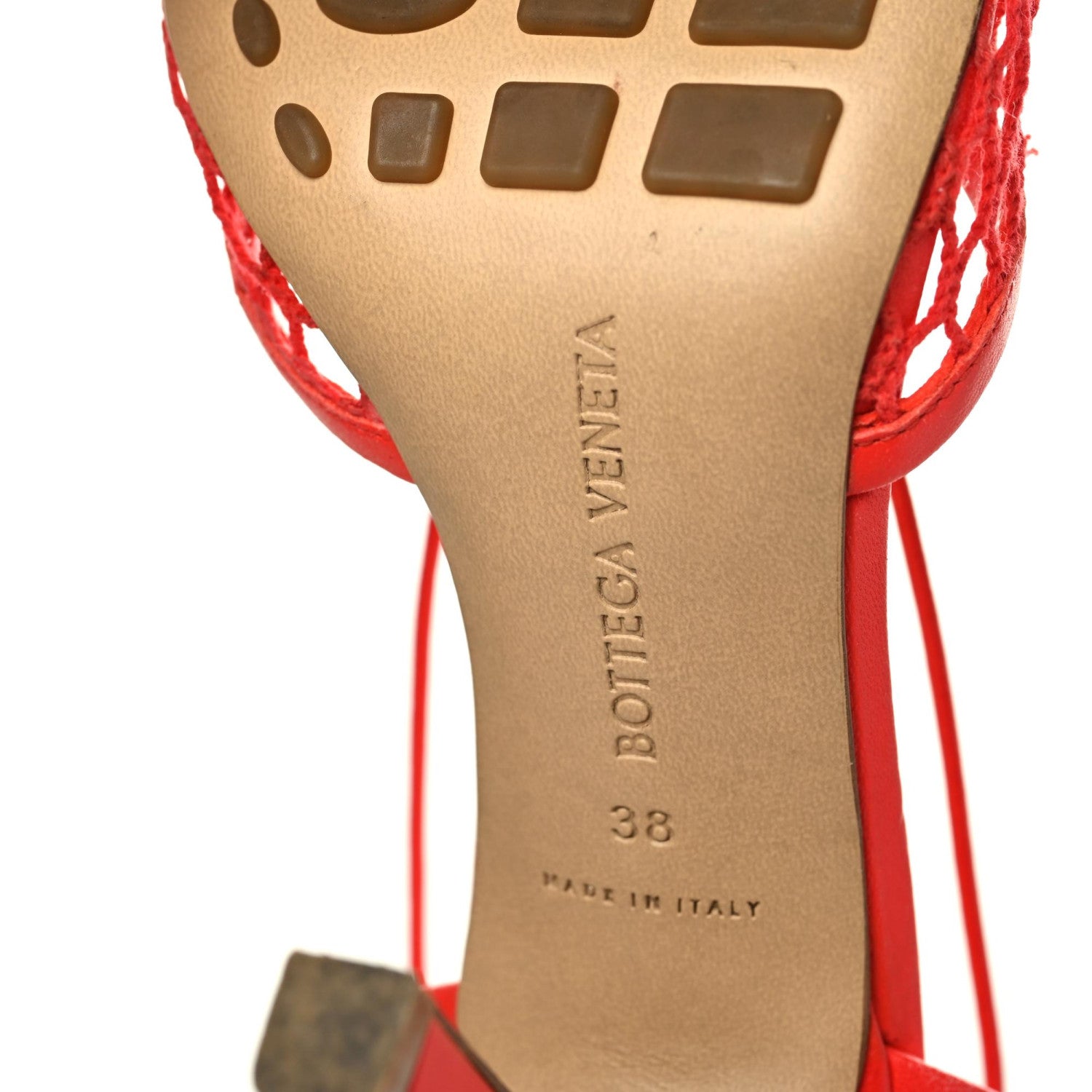 Bottega Veneta Mesh Nappa Stretch Ankle Tie Sandals 38 Tomato 7 of 7