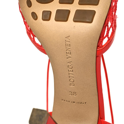 Bottega Veneta Mesh Nappa Stretch Ankle Tie Sandals 38 Tomato 7 of 7