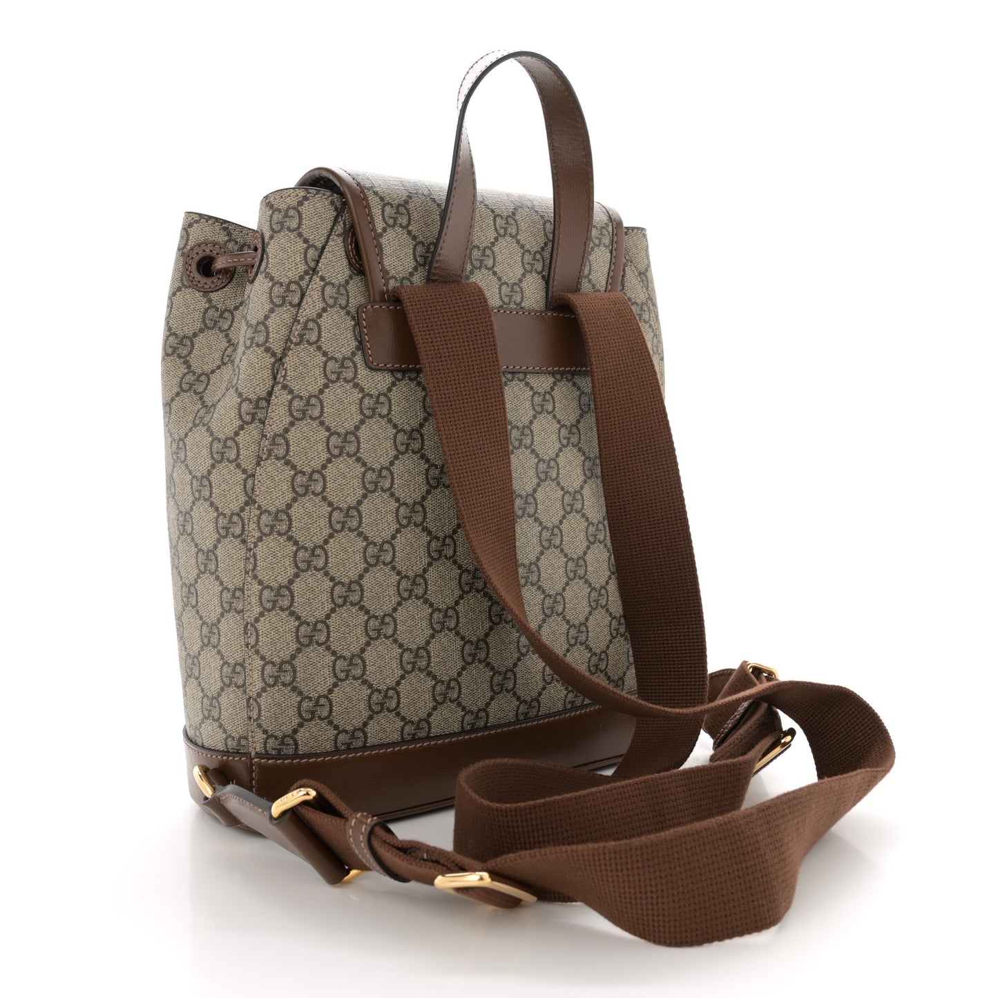 GG Supreme Monogram Azalea Calfskin Retro Interlocking G Buckle Backpack Beige Ebony Brown Sugar