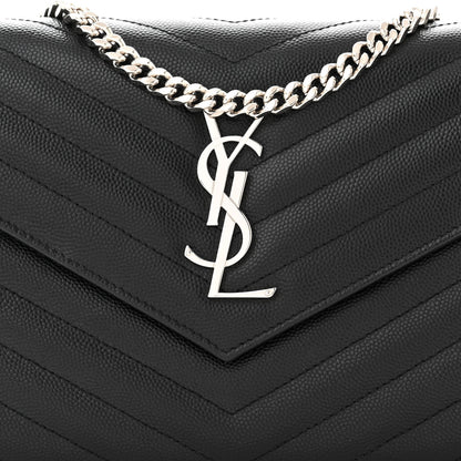 Saint Laurent Grain De Poudre Matelasse Chevron Monogram Chain Wallet Black 9 of 12
