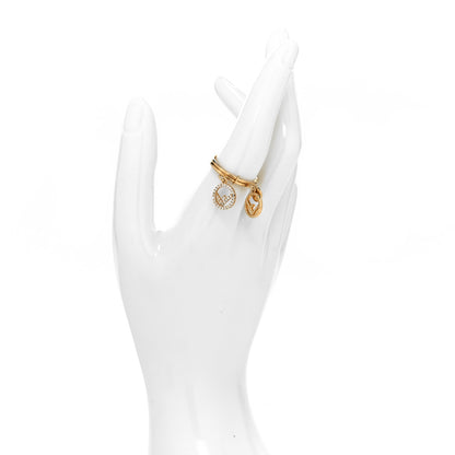 Fendi Metal Crystal F is Fendi Double Logo Charm Ring Gold 2 of 5