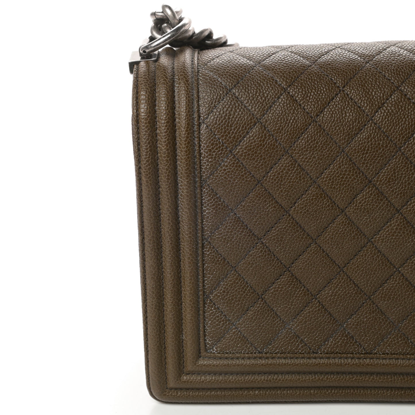 Caviar Quilted New Medium Boy Flap Khaki