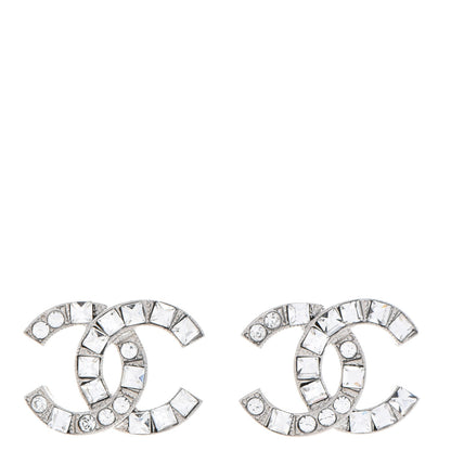 Chanel Baguette Crystal CC Earrings Silver 1 of 6