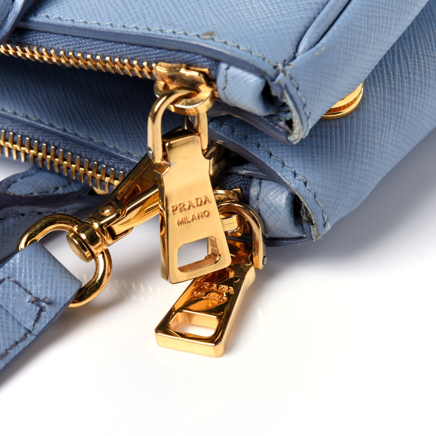 Prada Saffiano Galleria Mini Double Zip Tote Aviazione 11 of 11