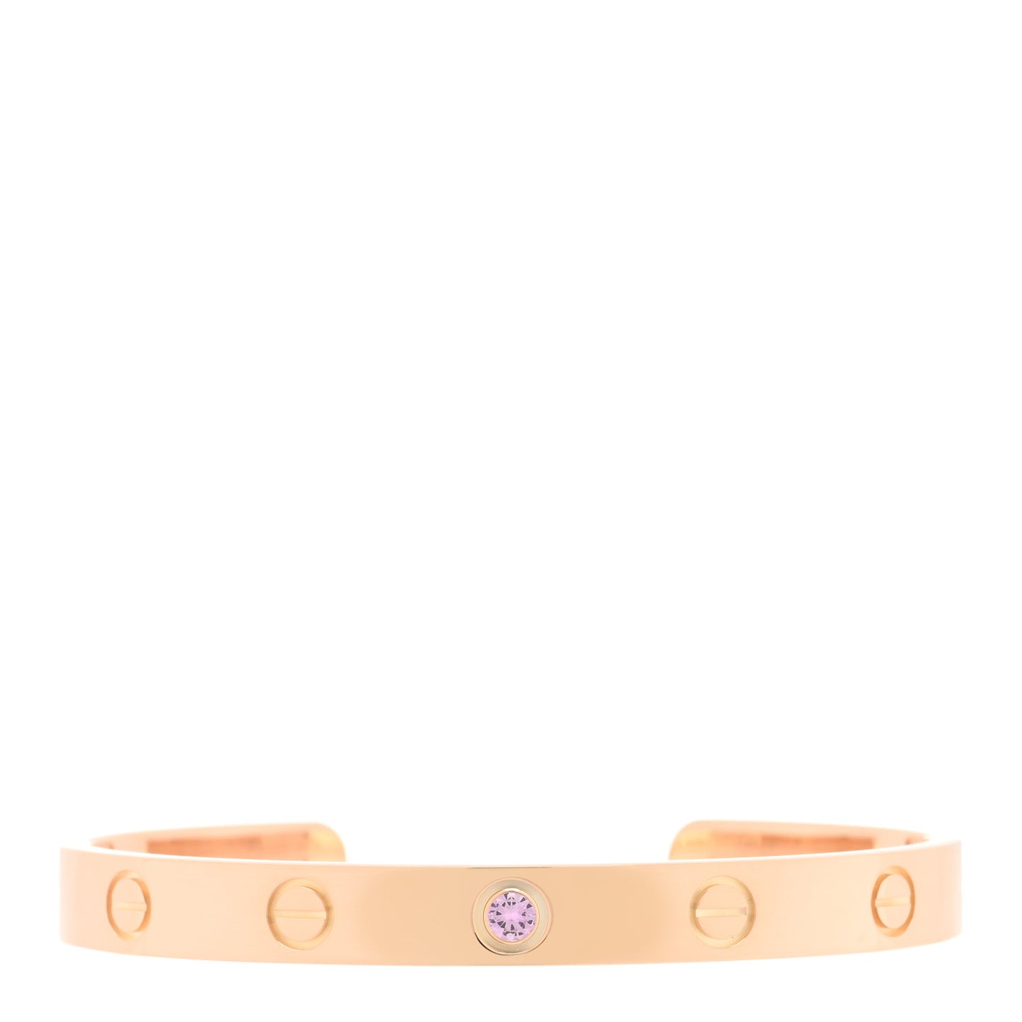 18K Pink Gold Pink Sapphire LOVE Cuff Bracelet 16